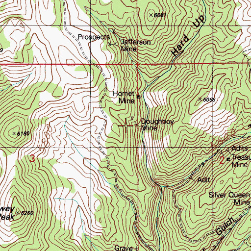 Topographic Map of Doughboy Mine, ID