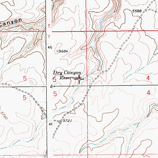 Topographic Map of Dry Canyon Reservoir, ID
