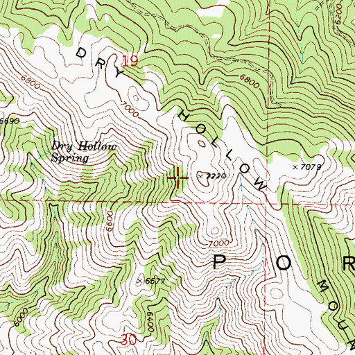 Topographic Map of Dry Hollow Mountain, ID