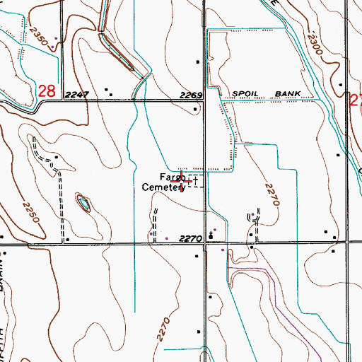 Topographic Map of Fargo Cemetery, ID