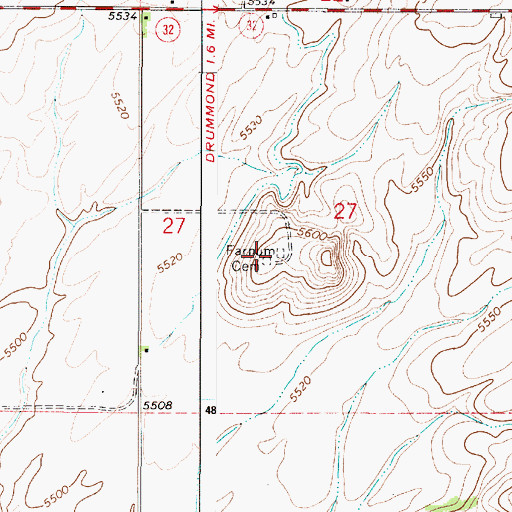 Topographic Map of Farnum Cemetery, ID