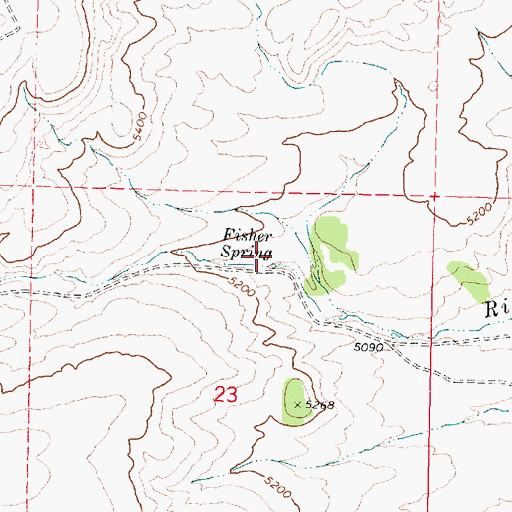 Topographic Map of Fisher Spring, ID
