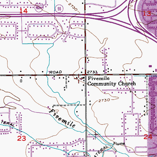 Topographic Map of Fivemile Community Church, ID
