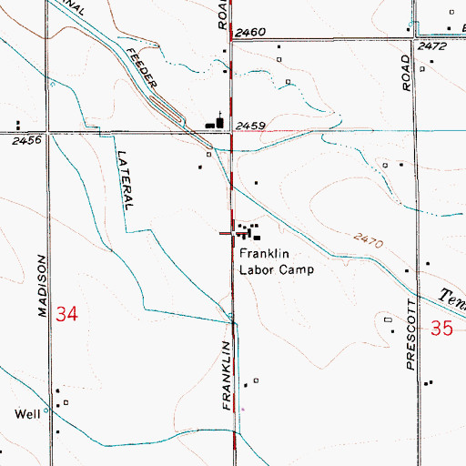 Topographic Map of Franklin Labor Camp, ID