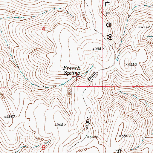 Topographic Map of French Spring, ID
