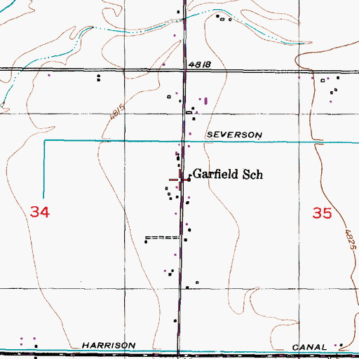 Topographic Map of Garfield School, ID