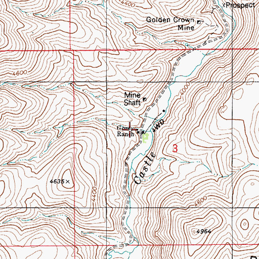 Topographic Map of Gordy Ranch, ID