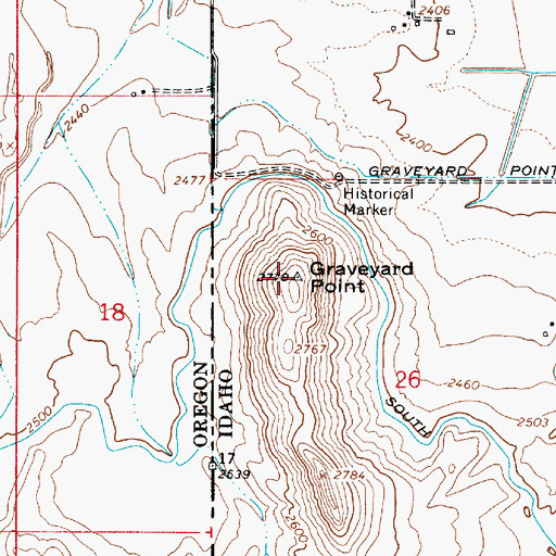 Topographic Map of Graveyard Point, ID