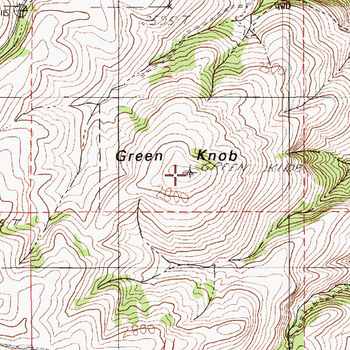 Topographic Map of Green Knob, ID
