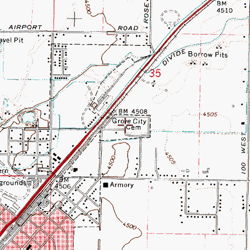 Topographic Map of Grove City Cemetery, ID