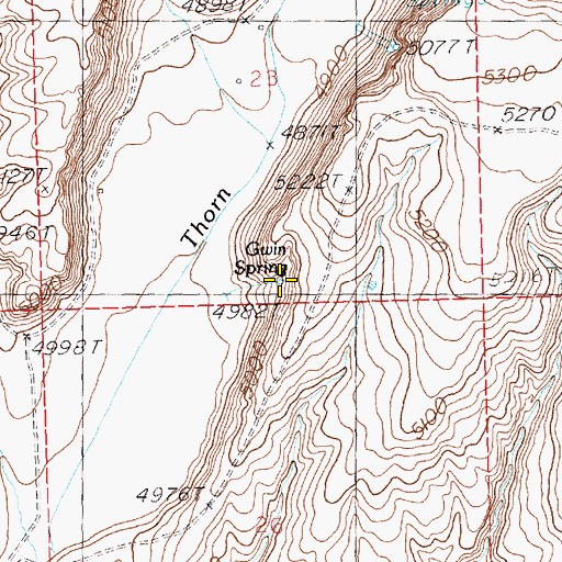 Topographic Map of Gwin Spring, ID