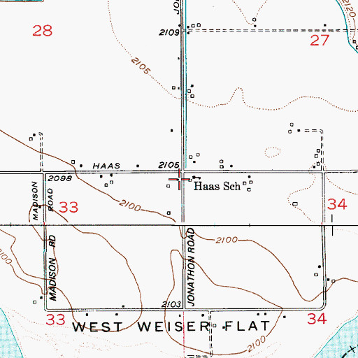 Topographic Map of Haas School, ID