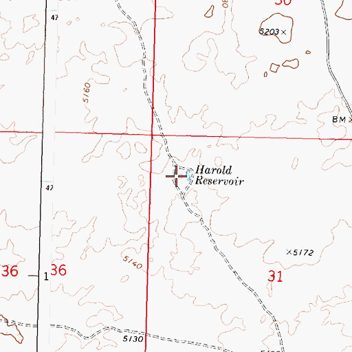 Topographic Map of Harold Reservoir, ID