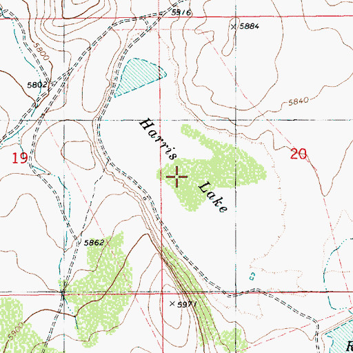 Topographic Map of Harris Lake, ID