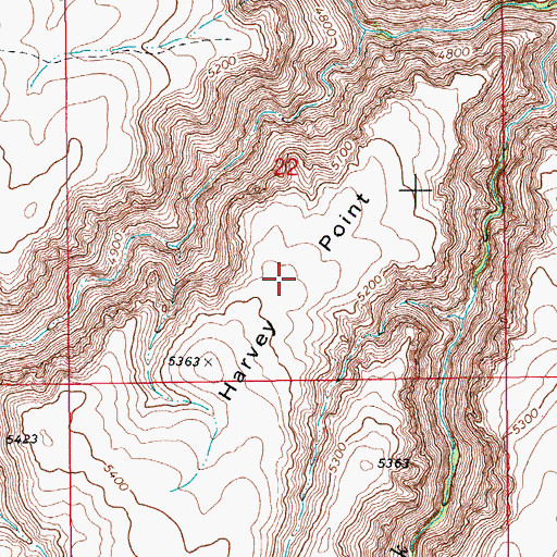 Topographic Map of Harvey Point, ID