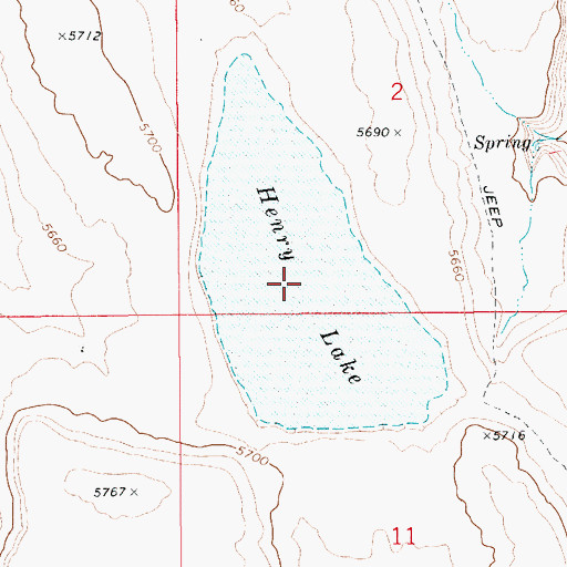 Topographic Map of Henry Lake, ID