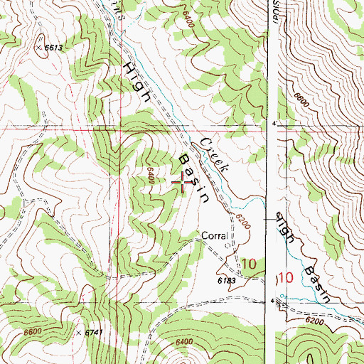 Topographic Map of High Basin, ID