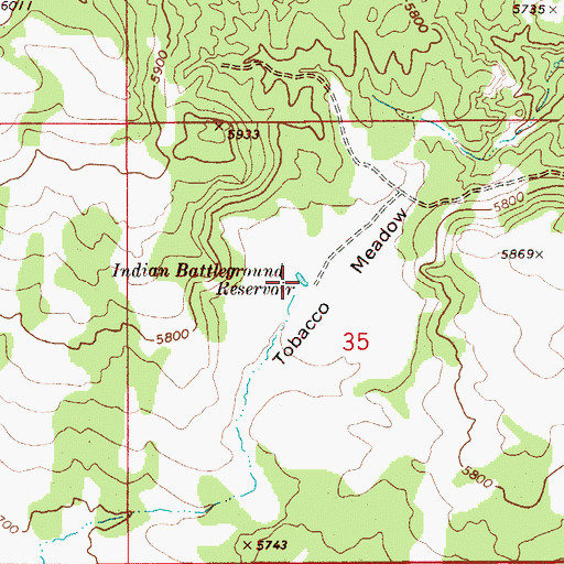 Topographic Map of Indian Battleground Reservoir, ID