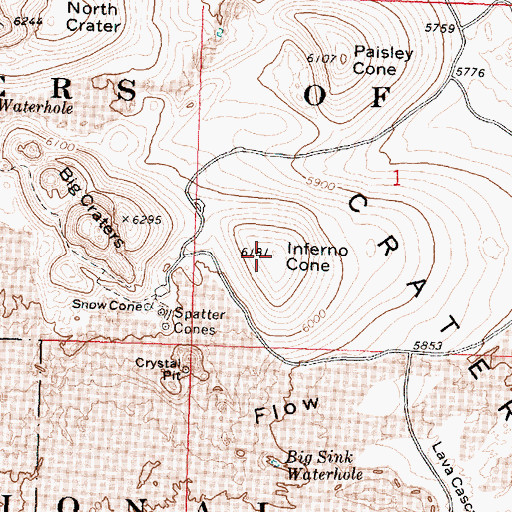 Topographic Map of Inferno Cone, ID
