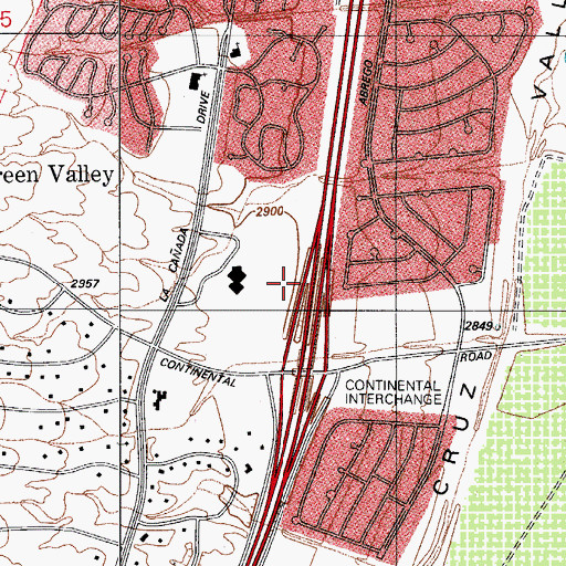 Topographic Map of Green Valley, AZ