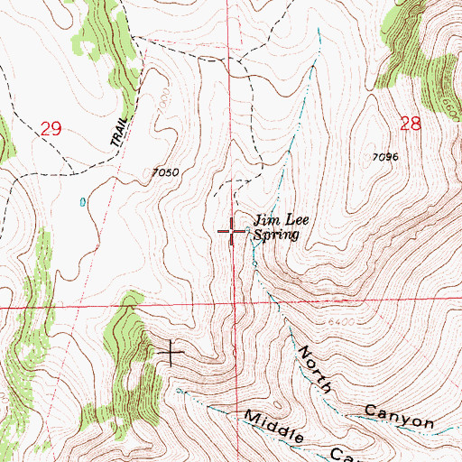 Topographic Map of Jim Lee Spring, ID