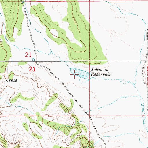 Topographic Map of Johnson Reservoir, ID