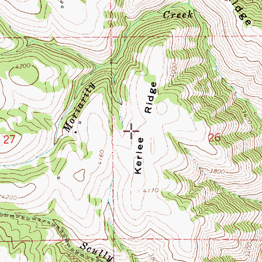 Topographic Map of Kerlee Ridge, ID