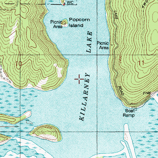 Topographic Map of Killarney Lake, ID