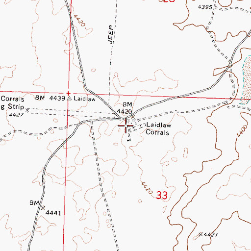 Topographic Map of Laidlaw Corrals, ID