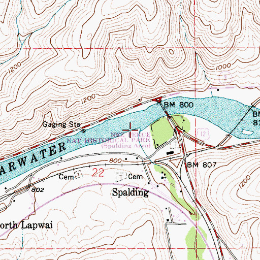 Topographic Map of Lapwai Creek, ID