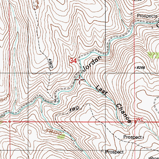 Topographic Map of Last Chance Gulch, ID