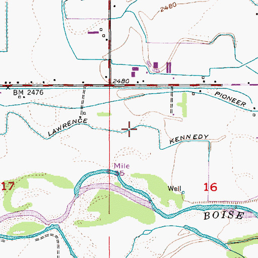 Topographic Map of Lawrence Kennedy Canal, ID
