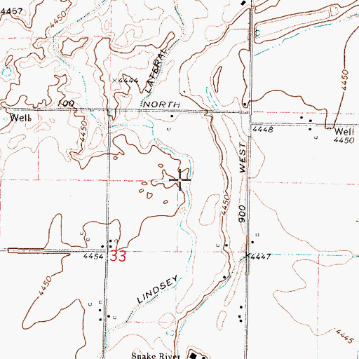 Topographic Map of Lindsey Lateral, ID