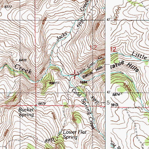 Topographic Map of Little Cow Creek, ID