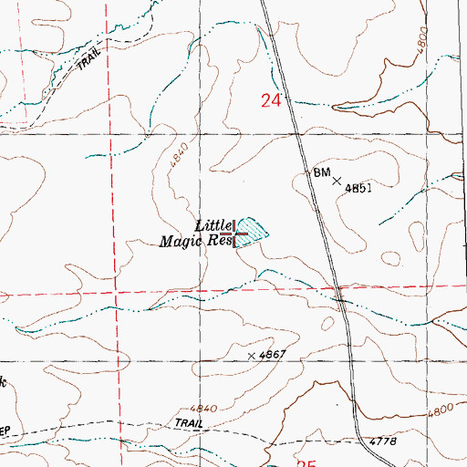 Topographic Map of Little Magic Reservoir, ID