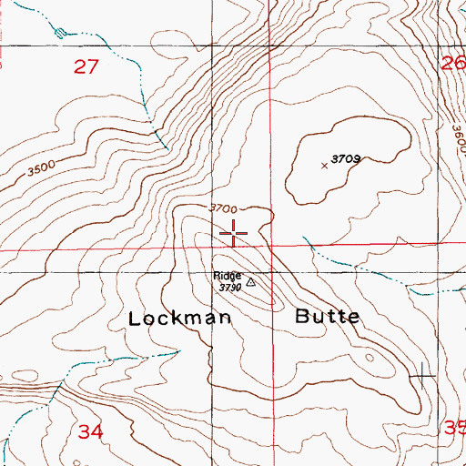 Topographic Map of Lockman Butte, ID