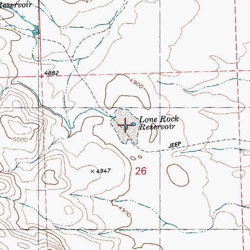Topographic Map of Lone Rock Reservoir, ID