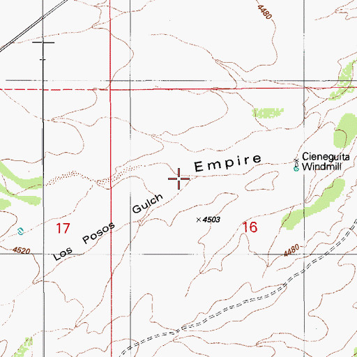Topographic Map of Los Posos Gulch, AZ