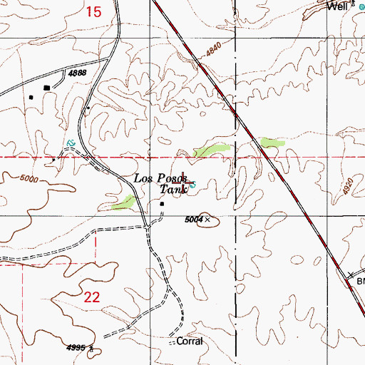 Topographic Map of Los Posos Tank, AZ