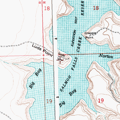 Topographic Map of Luds Point, ID