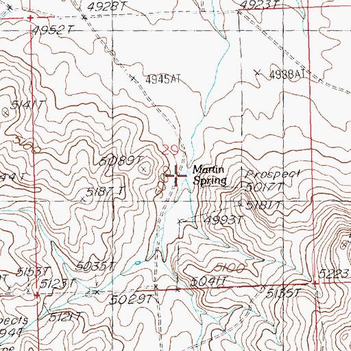 Topographic Map of Martin Spring, ID