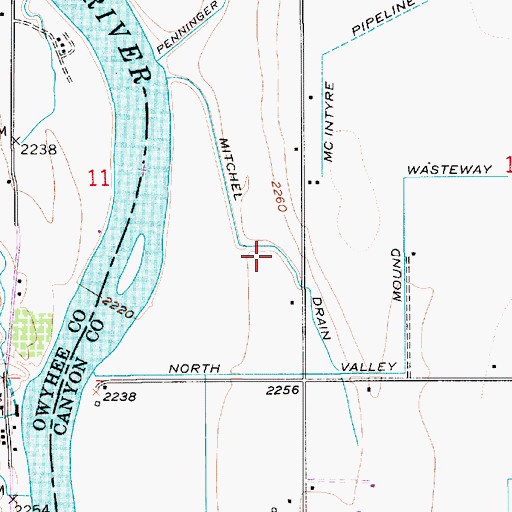 Topographic Map of Mitchel Drain, ID