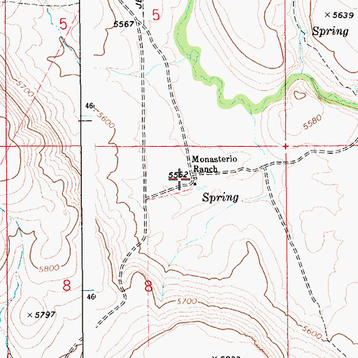 Topographic Map of Monasterio Ranch, ID