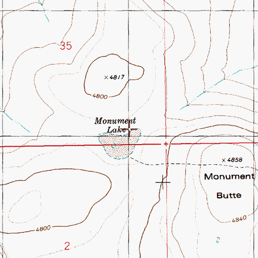 Topographic Map of Monument Lake, ID