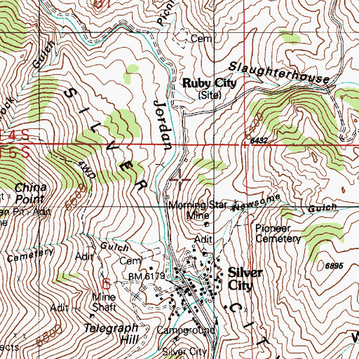 Topographic Map of Morning Star Mine, ID
