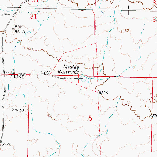 Topographic Map of Muddy Reservoir, ID