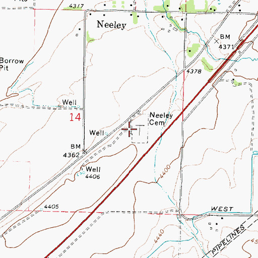 Topographic Map of Neeley Cemetery, ID
