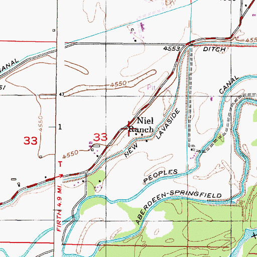 Topographic Map of Neil Ranch, ID