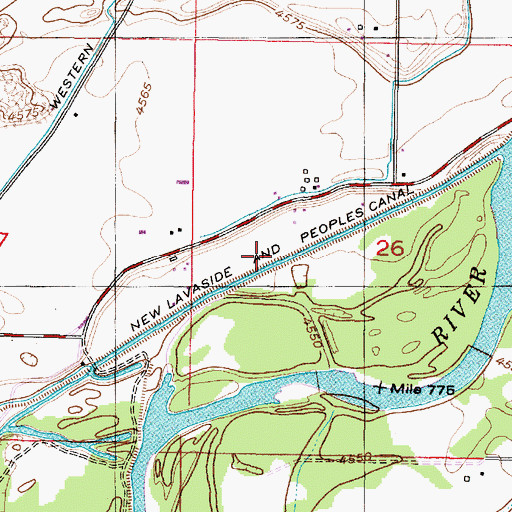 Topographic Map of New Lavaside and People Canal, ID