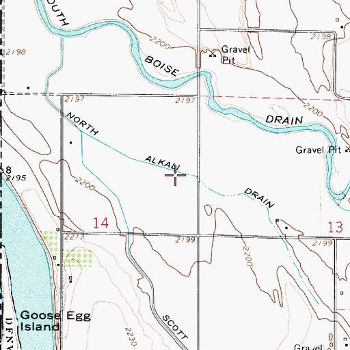 Topographic Map of North Alkali Drain, ID